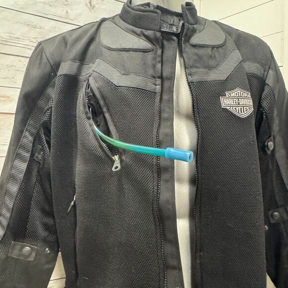 Harley-Davidson Mesh Motorcycle Jacket Liquid Solutions Straw Flask Hydration XL - Picture 15 of 16